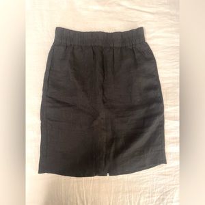 J Crew Linen black pull on pencil skirt